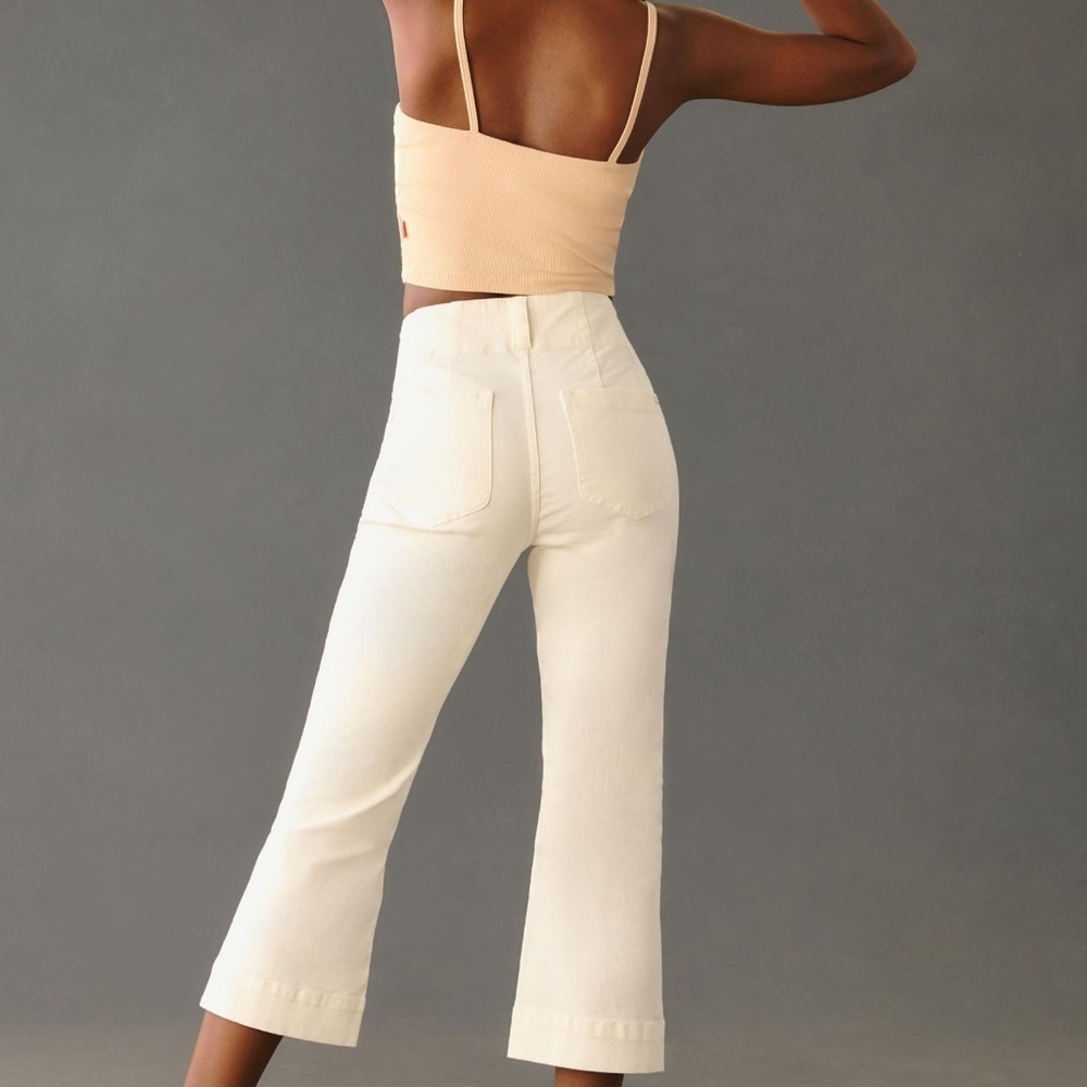NWT Anthropologie Pilcro Slim 70's High- Rise, Straight Crop White Jeans 32 - Picture 5 of 5